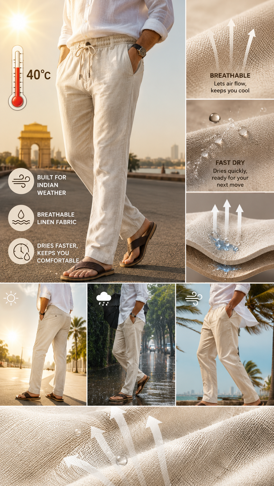Linen Pants for Men (Pack of 2)