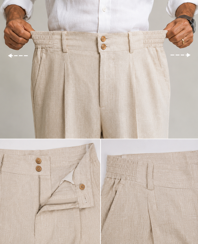 Premium Pleated Linen Trousers for Men Main Image