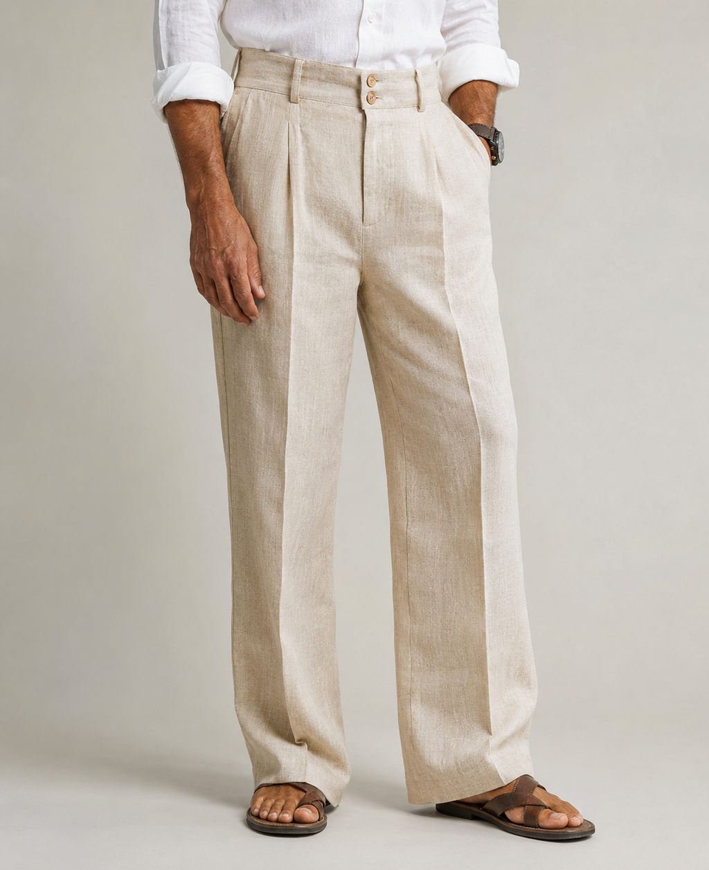 Premium Pleated Linen Trousers for Men