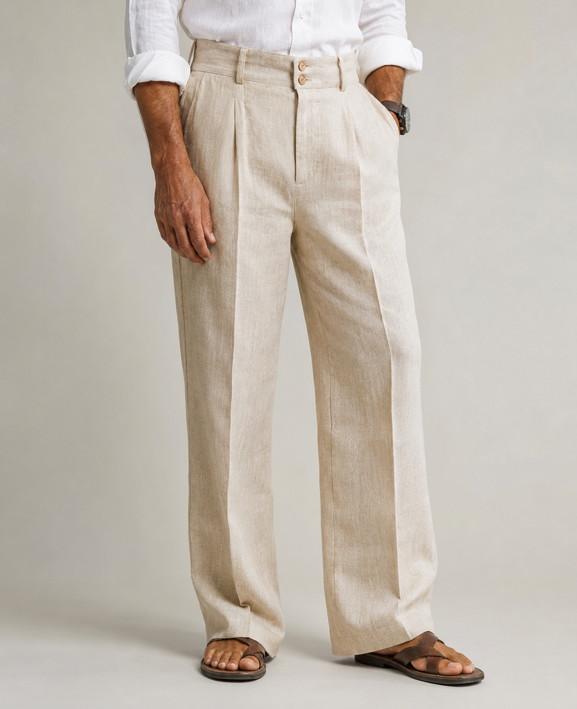 Premium Pleated Linen Trousers for Men