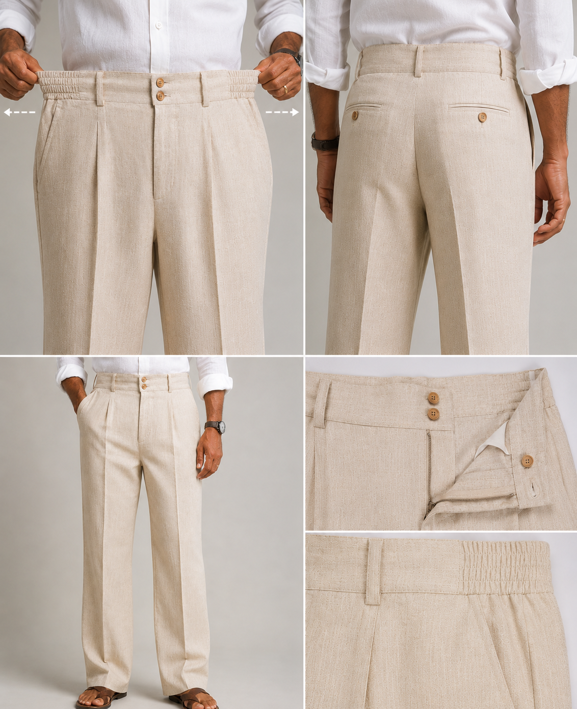 Premium Pleated Linen Trousers for Men