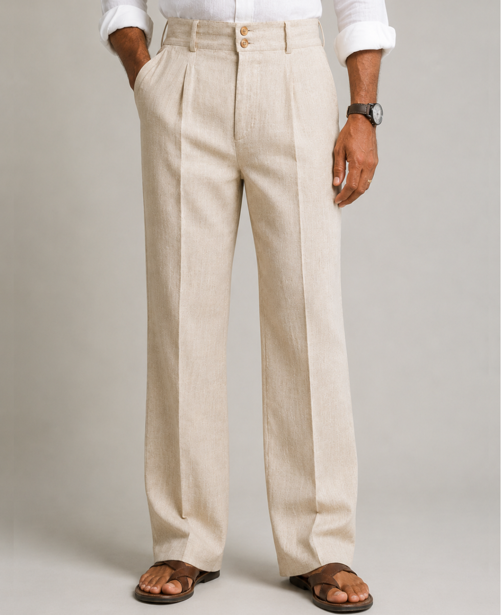 Premium Pleated Linen Trousers for Men