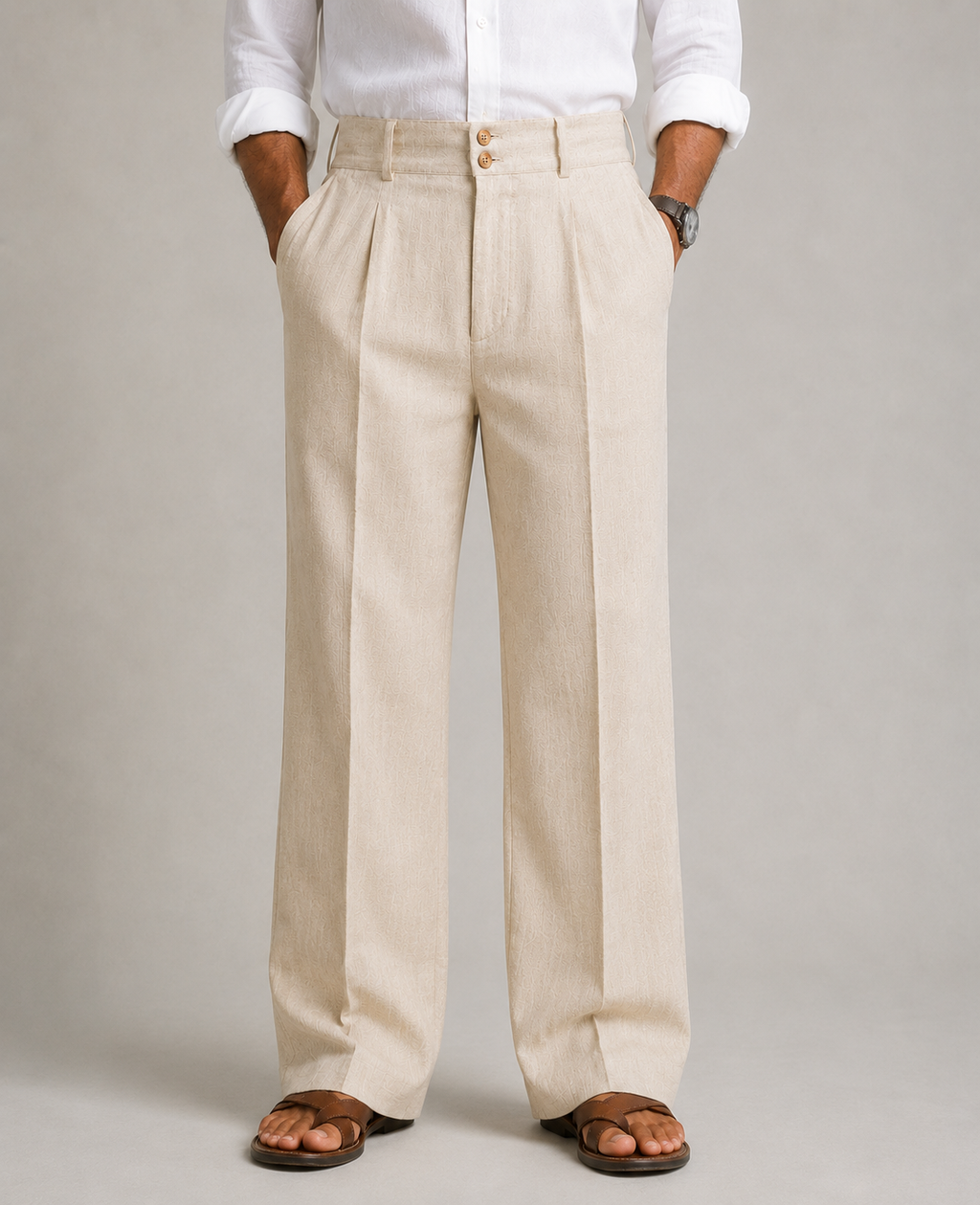 Premium Pleated Linen Trousers for Men
