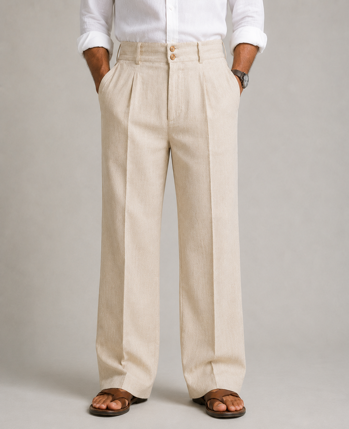 Premium Pleated Linen Trousers for Men