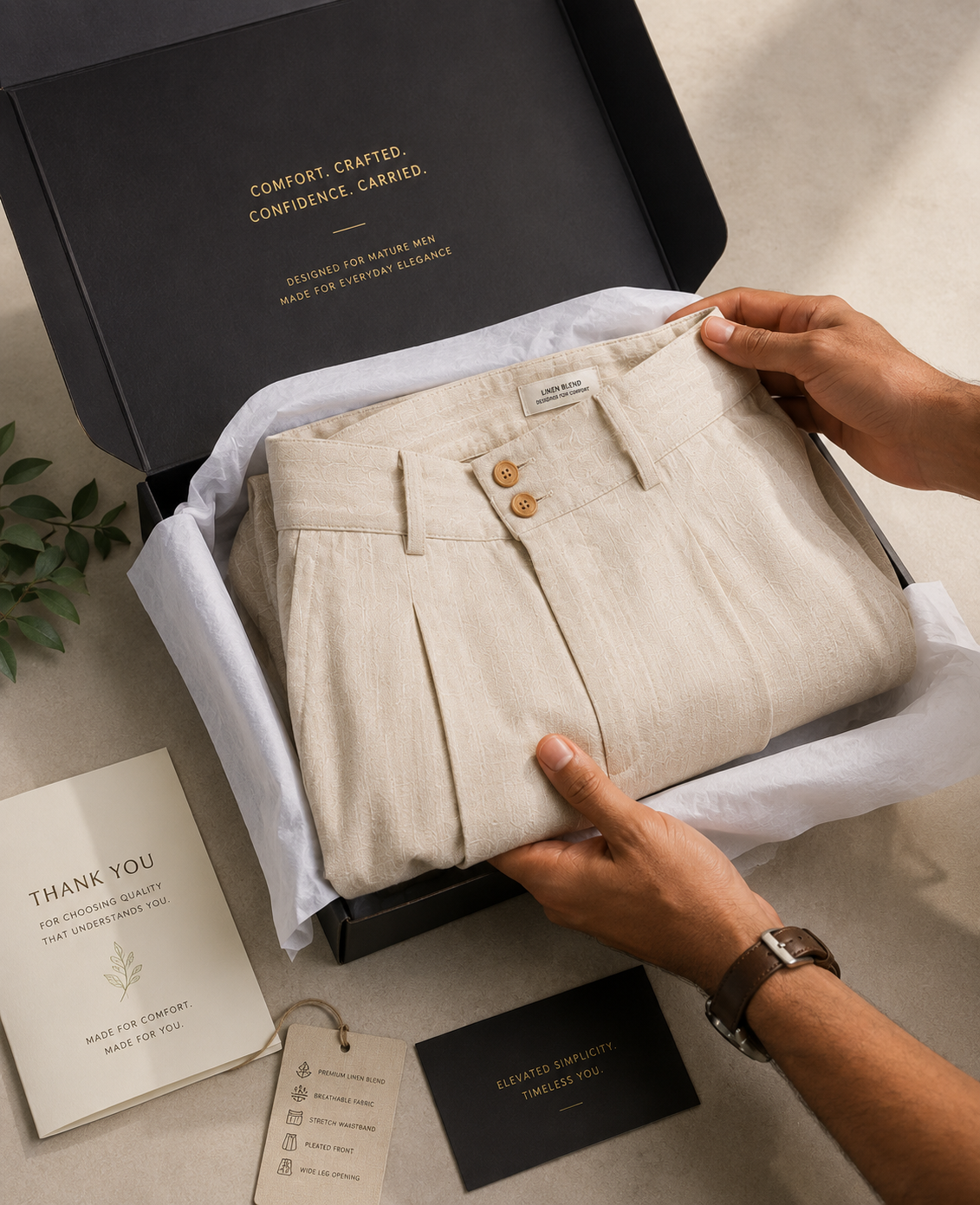 Premium Pleated Linen Trousers for Men